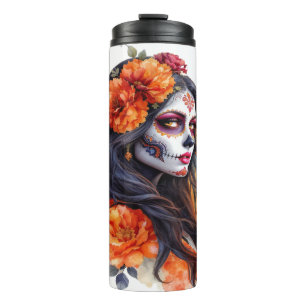 Termo Cráneo de azúcar mexicano La Calavera Catrina Tumb