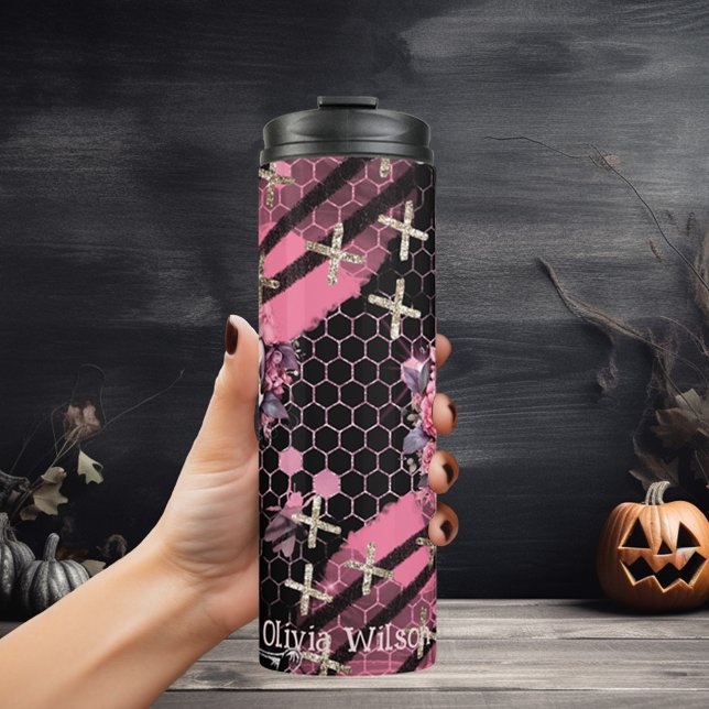 Termo Cránulos y Rosas Purpurina Gold Silver Halloween (Subido por el creador)
