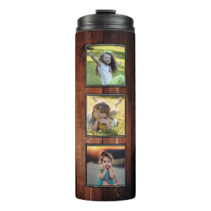 Termo Crea tu propio collage de fotos en madera rústica