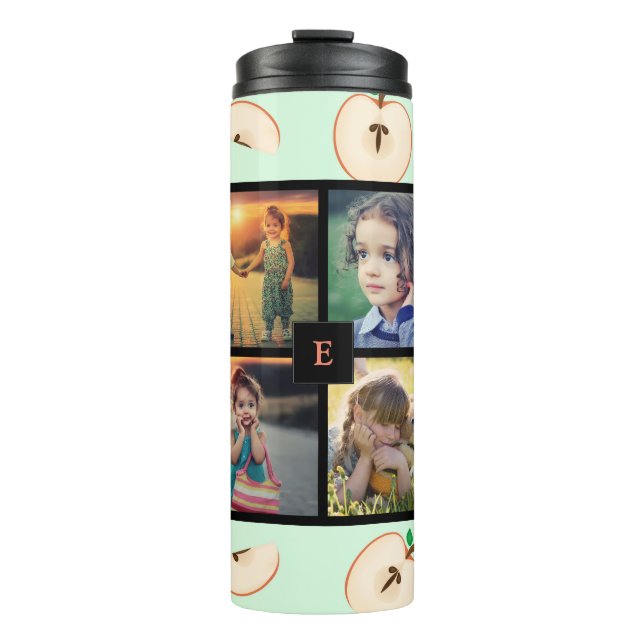 Termo Crea tu propio collage de fotos familiares manzana (Anverso)