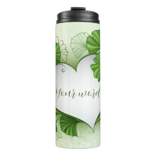 Termo Crea tu propio Gingko verde deja el corazón