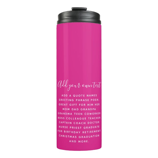 Termo Create Own CERISE PINK Custom Text Personalized (Anverso)