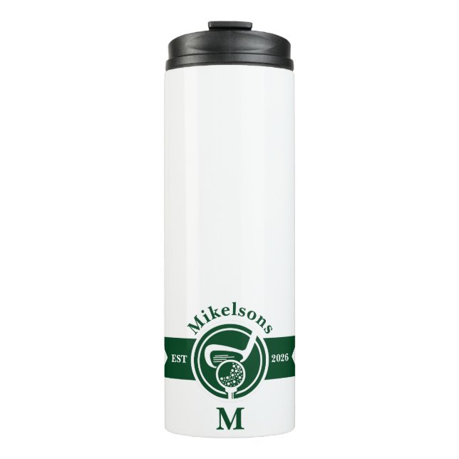 Termo Crestá de Monograma Personalizado de Golf Clásico  (Anverso)