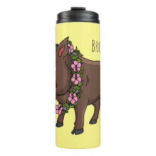 Termo Cría de jabalí y flores de personalizado