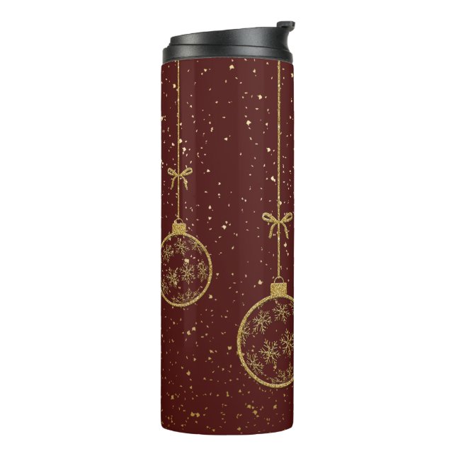 Termo Crimson & Gold Ornament Christmas Thermal Tumbler (Rotado hacia la izquierda)