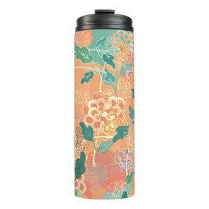 Termo Crisantemo chino: patrón naranja floral.