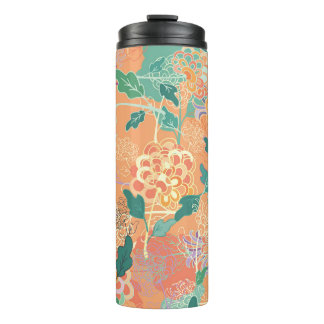 Termo Crisantemo chino: patrón naranja floral.