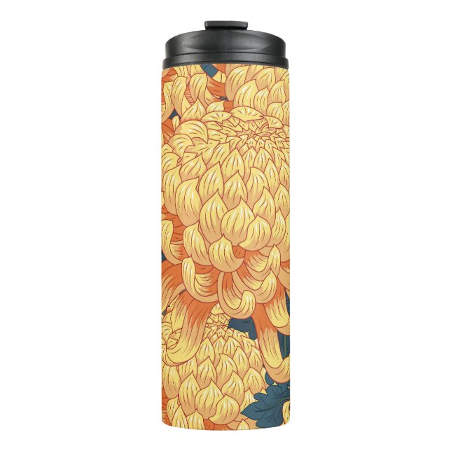 Termo Crisantemo japonés: patrón floral amarillo. (Anverso)