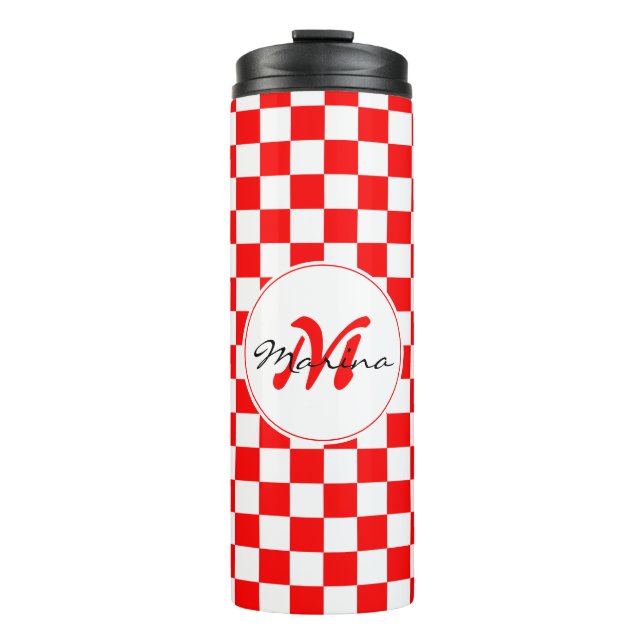 Termo Croatia | Hrvatska | Checkered Name Monogram  (Anverso)