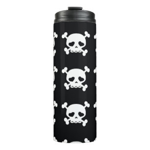 Termo Crossbone cráneo: Patrón blanco-negro.