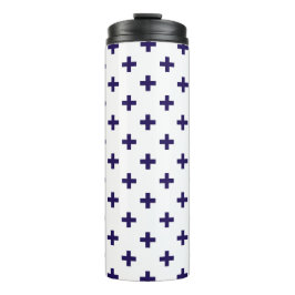 Termo Cruces de polka azul marino sobre blanco