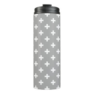 Termo Cruces de polka blanca en gris