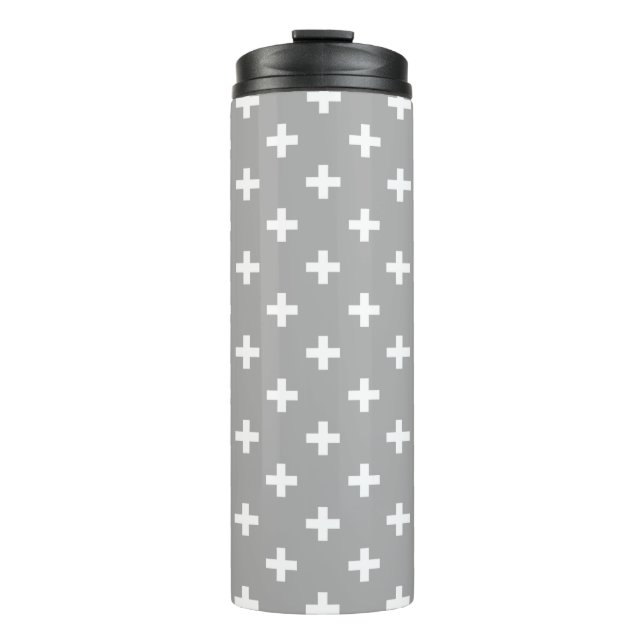 Termo Cruces de polka blanca en gris (Anverso)