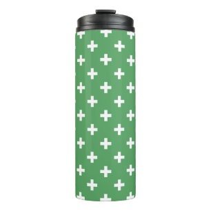 Termo Cruces de polka blanco sobre verde