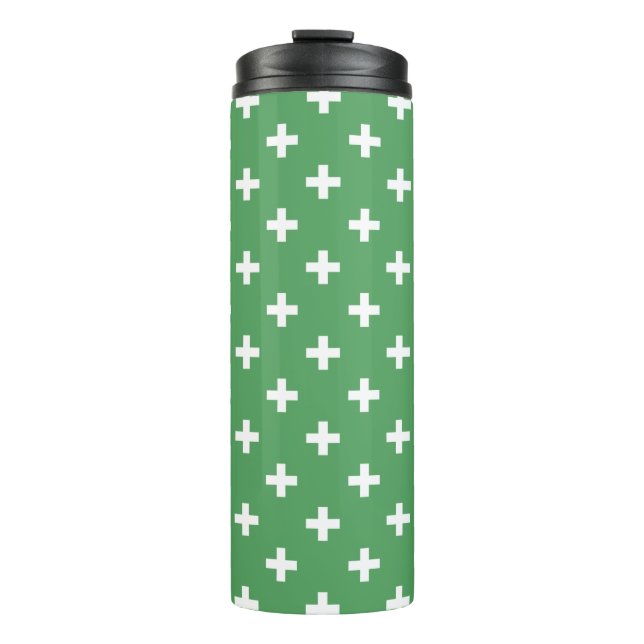 Termo Cruces de polka blanco sobre verde (Anverso)
