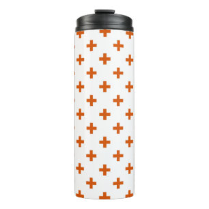 Termo Cruces de polka naranja sobre blanco