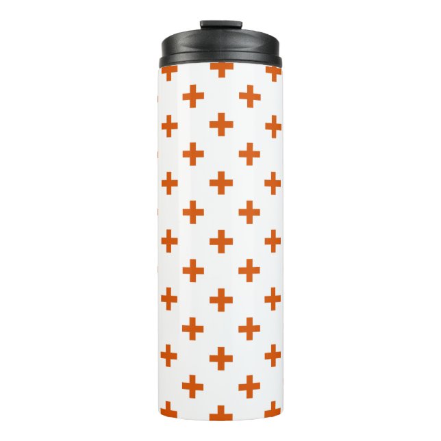 Termo Cruces de polka naranja sobre blanco (Anverso)