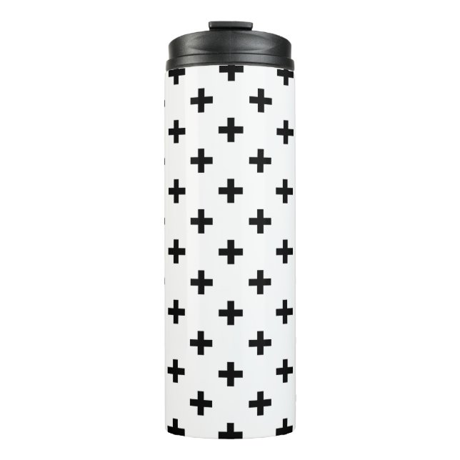 Termo Cruces de polka negra sobre blanco (Anverso)