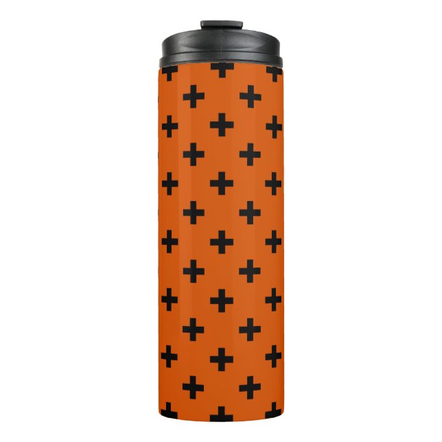 Termo Cruces de polka negra sobre naranja (Anverso)