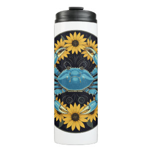 Termo Crustáceo Azul y Flores de Susana Ojos Negros