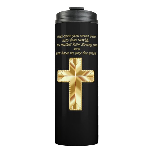 Termo Cruz Crucifijo Cristiana de Oro con un dicho graci (Anverso)