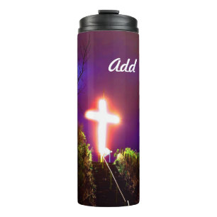 Termo Cruza brillante de noche que Dios ama