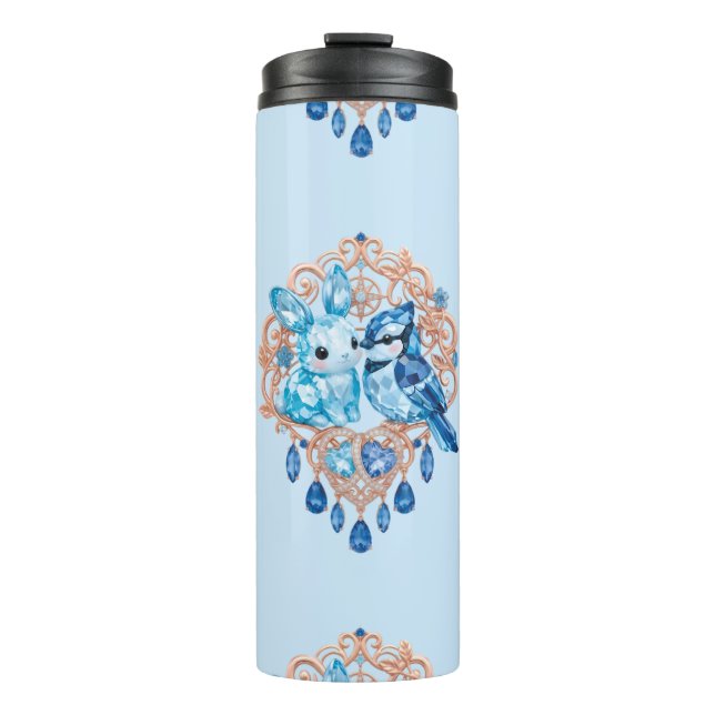 Termo Crystal Blue Bunny and Blue Jay Heart (Anverso)