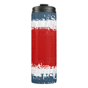Termo Cuadrado de la Libertad Patriótica Rojo Blanco & A
