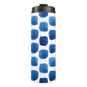 Termo Cuadrados azules, acuarela sin costura.