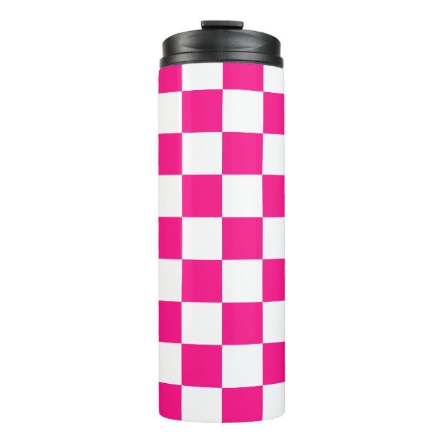 Termo Cuadrados controlados retro geométrico blanco rosa (Anverso)