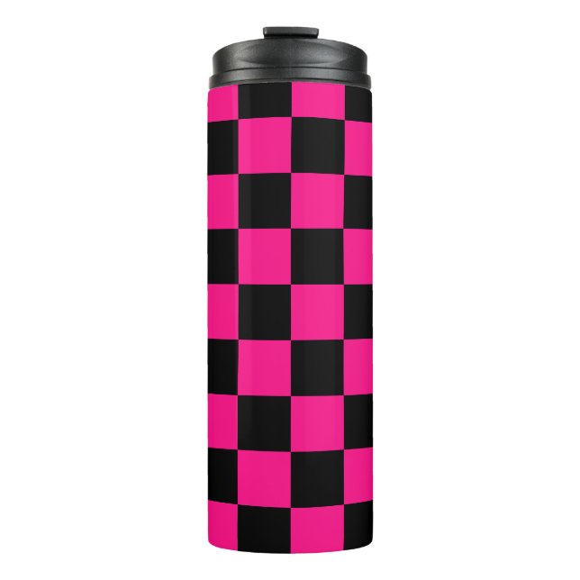 Termo Cuadrados controlados retro geométrico negro rosa  (Anverso)