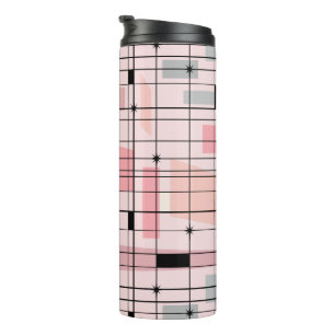 Termo Cuadrícula rosa retro y Tumbler térmico de estalli