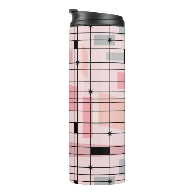 Termo Cuadrícula rosa retro y Tumbler térmico de estalli (Rotado hacia la derecha)