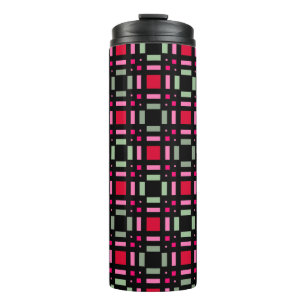 Termo Cuadros geométricos verde rojo negro rayas