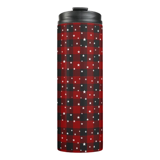 Termo Cuadros rojos y negros con estrellas (Anverso)