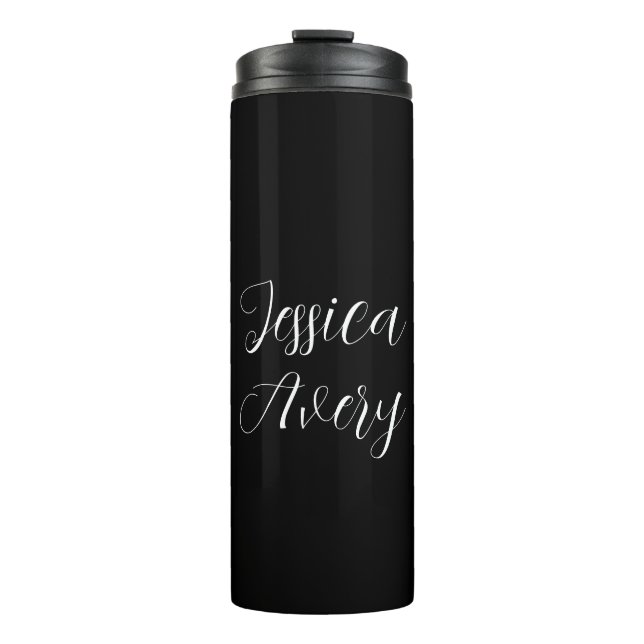 Termo Cualquier nombre | Elegante guión blanco editable  (Anverso)