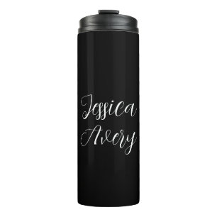 Termo Cualquier Nombre Elegante Letra Blanca Editable