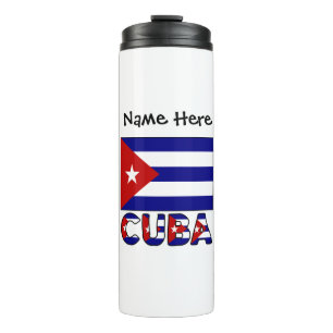 Termo Cuba y Bandera Cubana Azul Oscuro Personalizado 