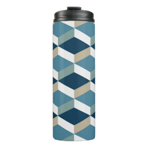 Termo Cubos azules: Patrón geométrico sin soldadura