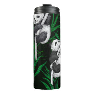 Termo Cubos de panda sobre verde oscuro