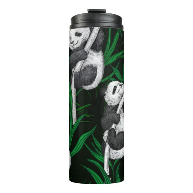 Termo Cubos de panda sobre verde oscuro (Anverso)