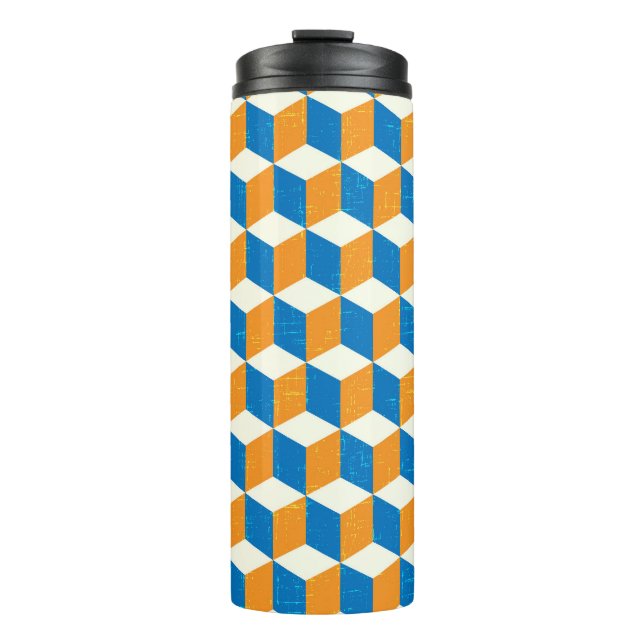Termo Cubos isométricos retro, ilusión geométrica (Anverso)