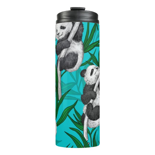 Termo Cubos panda sobre turquesa (Anverso)