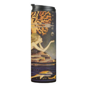 Termo Cuento de Hadas Vintage, Sirena en Coral Oceánico