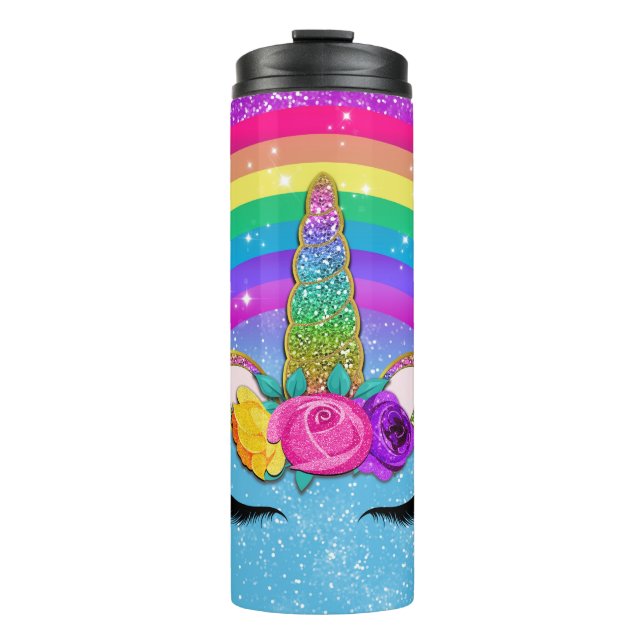 Termo Cuerno de Unicornio Brillante con Destellos en la  (Anverso)