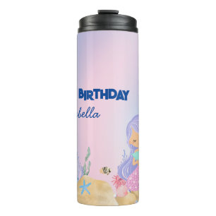 Termo Cuidada y colorida sirena pastel Rainbow Birday