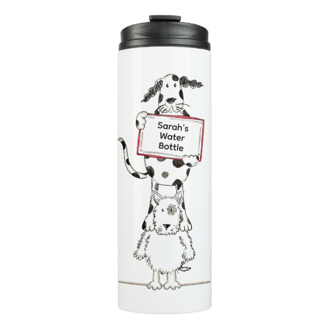 Termo Cumpleaños de acróbatas de perro lindos personaliz (Anverso)