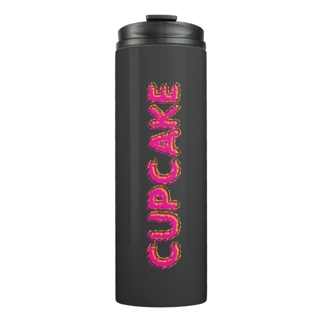 Termo Cupcake Rosa Texto Personalizado Negro  (Anverso)