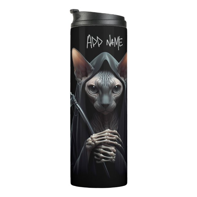 Termo Custom Grim Reaper Sphynx Cat Skeleton Funny Cats (Rotado hacia la derecha)