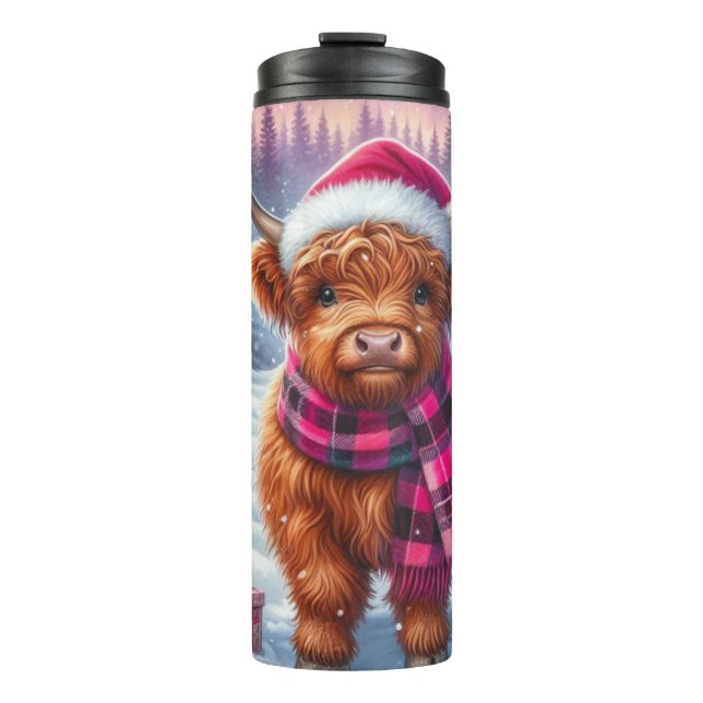 Termo Custom Highland Cow Christmas Tumblr –Festive Gift (Anverso)